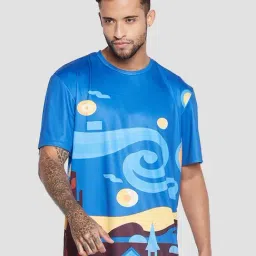 Edrio Blue Cotton Relaxed Fit Printed T-Shirt-picture-12