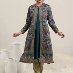Libas Blue Printed A Line Kurta With Inner-image-31