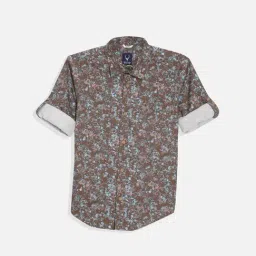 Allen Solly Kids Brown Printed Slim Fit Shirt-image-121