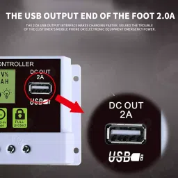 amiciSmart Solar Charge Controller, Intelligent Lithium Battery Regulator for Solar Panel Display image 4
