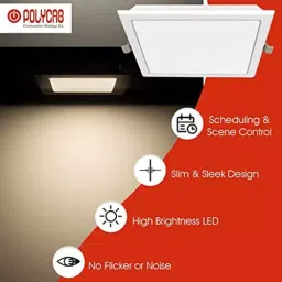 Polycab Hohm Luisant Smart CCT Tunable Ceiling Light Square 10 W, Cool Day Light image 2