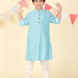 Fabindia Boys Ethnic Motifs Printed Festive Straight Kurtas-image-35