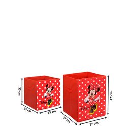 Kuber Industries Set Of 2 Red & White Printed Non-Woven Foldable Laundry Basket image 5