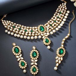 Peora Gold-Plated Kundan Jewellery Set-image-26