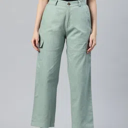 Popnetic Women Cotton High-Rise Parallel Trousers-picture-9