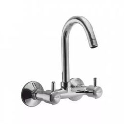 PLUMBER Wall Mounted Chrome Finish Sink Mixer with Swivel Spout, ATM-5104-22