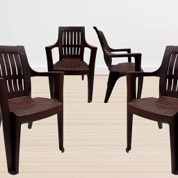RW REST WELL Pulse BronzeModern Matte Plastic Chair (Set of 4 )-35