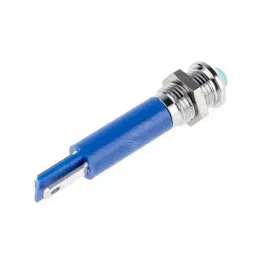 RS PRO Blue Panel Mount Indicator 24V DC, Mounting Hole Size 8 mm, Termination Type Faston, Solder Lug, IP Rating IP67, Model No 8385554 image 2