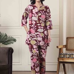 Indreams Women Floral Printed Pure Cotton Night suit-image-33
