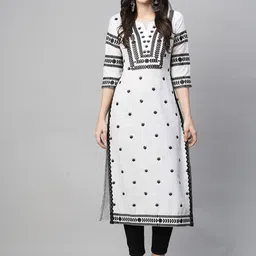 GoSriKi Women Geometric Embroidered Chikankari Kurta-picture-21