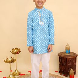 Aj DEZInES Boys Printed Regular Pure Cotton Kurta with Pyjamas-22