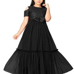 Vani Enterprise Girls Embellished Cold-Shoulder Maxi Dress-image-34