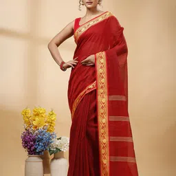 SLAGHA Woven Design Ethnic Motifs Zari Taant Saree-image-71