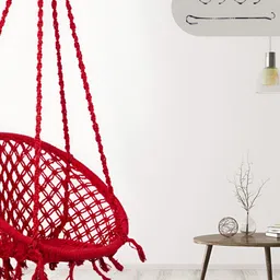 Swingzy Red Textured Cotton Hammock Swing-12
