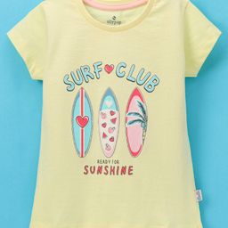 Ollypop Cotton Sinker Half Sleeves Tee Surfboard Print - Lemon Yellow-picture-22
