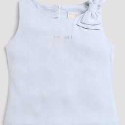 Tiny Girl Sleeveless Bow Appliqued Crumpled Design  Top - Powder Blue-image-90