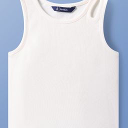 Pine Kids Cotton Knit Sleeveless Solid Color Ribbed Top - White-image-30