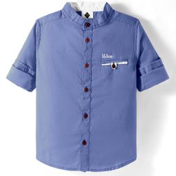 TONYBOY Cotton Full Sleeves Solid Shirt - Blue-image-87