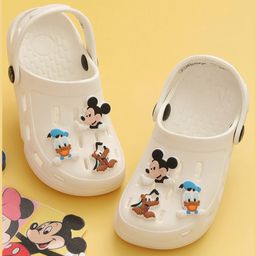 Disney by Yellow Bee Solid Perforated Clogs With Mickey & Friends Featuring Character Charms - White-picture-12