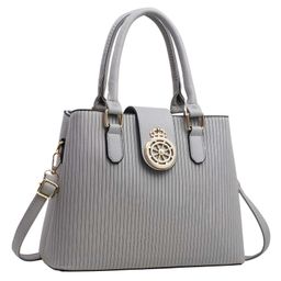 SYGA Elegant Striped Handbag for Women Crown Emblem Design, Convertible Crossbody & Shoulder Bag(Grey)-picture-17