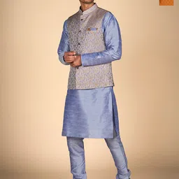 Dulha Ghar Men Regular Pure Silk Kurta with Pyjamas-picture-17