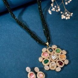 Opal Touch Gold-Plated Gemstone & Kundan Studded & Beaded Jewellery Set-28