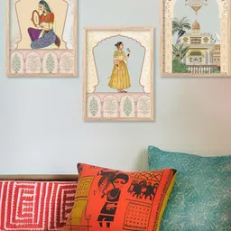 WALLLANE 3 Piece Wooden Traditional Abstract Wall Paintings-picture-13
