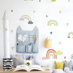 Jaamso Royals White & Green Cute Cloud & Rainbow Self-Adhesive Wall Sticker-image-57