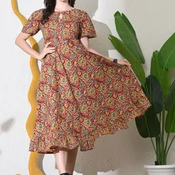 DECKEDUP Floral Print Fit & Flare Maxi Dress-image-71