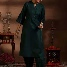 Libas Green Plain Kurta and Sharara Set With Dupatta image 4