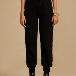 Kazo Black Plain Joggers-image-16