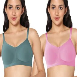 IN CARE Grey & Pink Non-Wired Full Coverage T-Shirt Bra - Pack of 2-picture-44