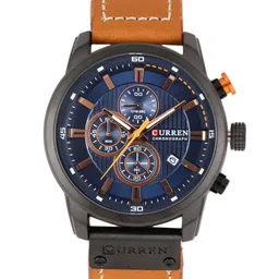 Curren Men Navy Blue Patterened Analogue Watch 8291TANBK-image-1
