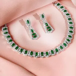 Atasi International Rhodium-Plated American Diamond Stone Studded Jewellery Set-picture-33
