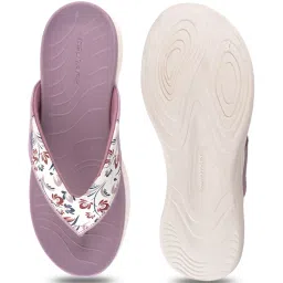 Red Tape Women's Berry & White Flip Flops image 4