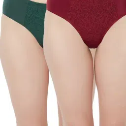 Soie Red & Green Lace Hipster Panty (Pack of 2)-image-4