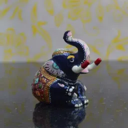 eCraftIndia Meenakari Metal Statue of Baby Elephant-image-27