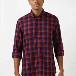 Peter England Multicolored Cotton Slim Fit Checks Shirt-image-26