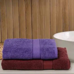 Creeva Wine & Violet 525 GSM Cotton Bath Towel Set of 2-23