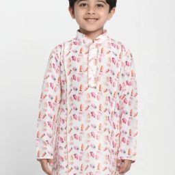 VASTRAMAY Kids Multicolor Cotton Floral Print Kurta-image-33
