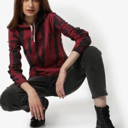 Campus Sutra Maroon Cotton Printed Sweatshirt-image-88