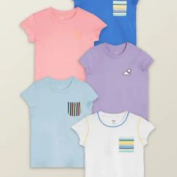 XY Life Kids Multicolor Cotton Printed T-Shirt (Pack of 5)-image-98