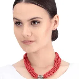 Imli Street Red & Silver Necklace-26