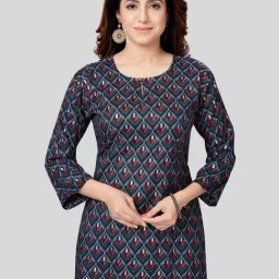 Saree Swarg Navy Printed Straight Kurti-image-96