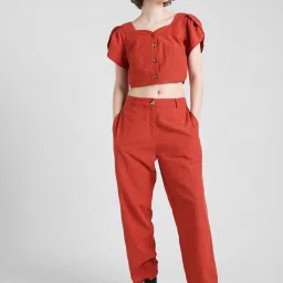 Only Red Slim Fit High Rise Pants image 4