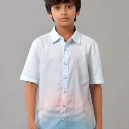 Under Fourteen Only Kids Blue & White Cotton Striped Shirt-picture-39