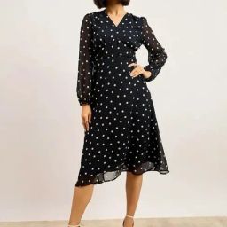 SALT Attire Navy Blue Marisa Empire Waist Midi Dress-image-76