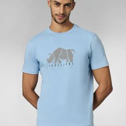 Louis Stitch Light Blue Cotton Regular Fit Printed T-Shirt-image-49