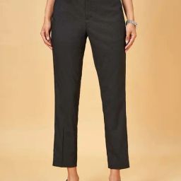 Annabelle by Pantaloons Black Textured Pattern Trousers-picture-40