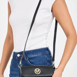 Styli Black Textured Cross Body Bag-image-83